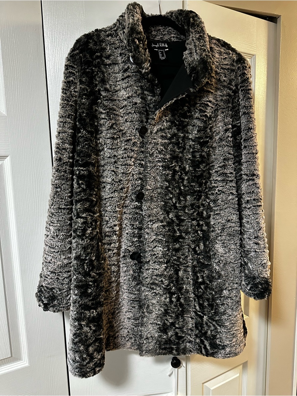 Joseph Ribkoff Plush Teddy Coat in Charcoal